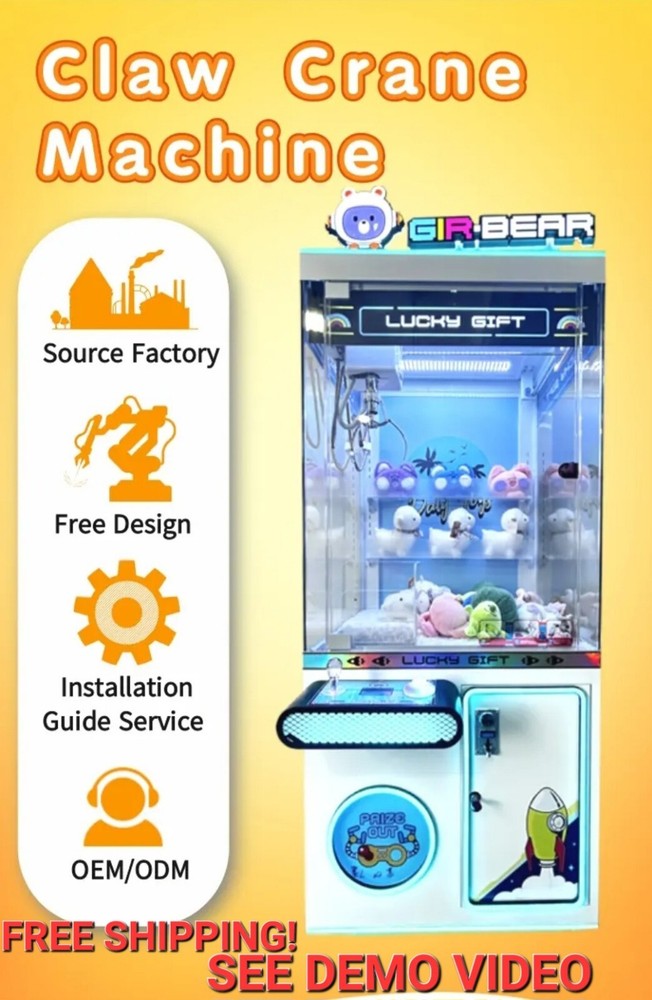 GIR•BEAR 🧸, Lucky Claw Machine Prize,Skill Redemption Vending Machine Arcade