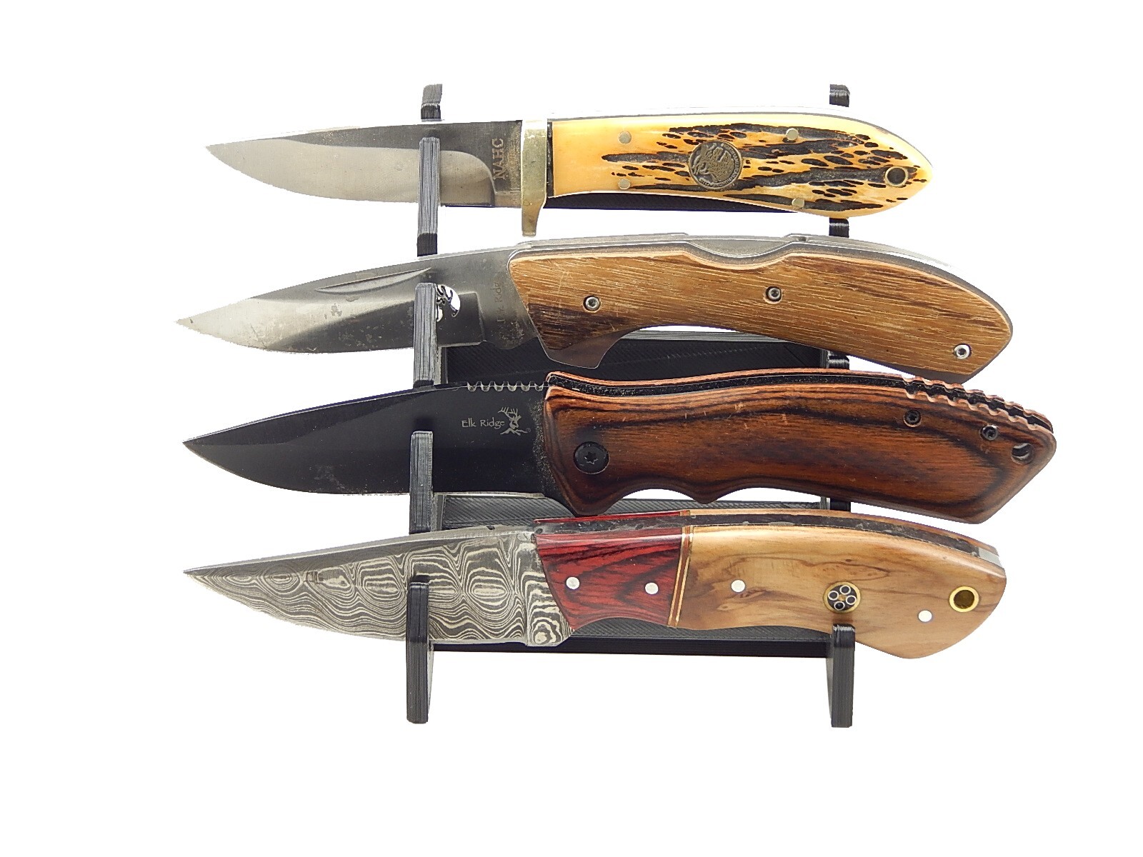 4 Knife Display Stand Rack Holder For Medium To Large Knives Holds Four Blades