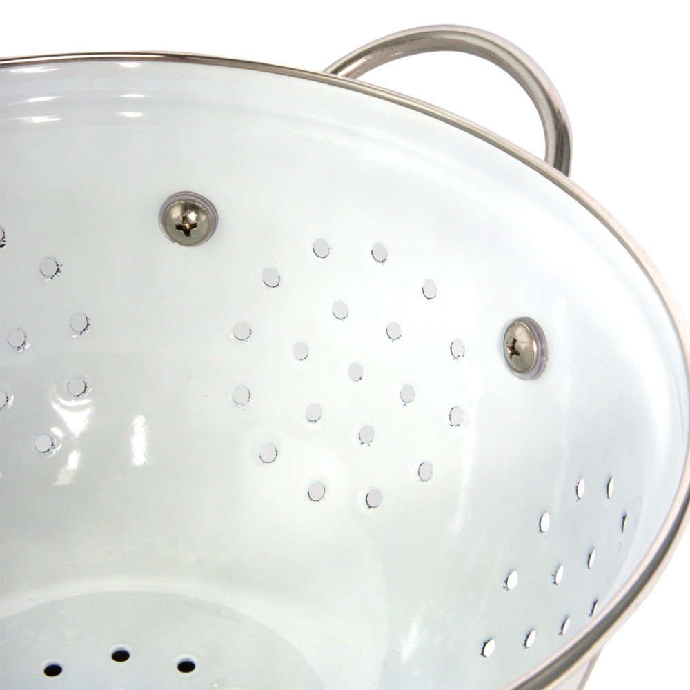 ROOSTER Enameled Colander, Enamelware Draining Strainer Pasta Fruit 2.6 qt