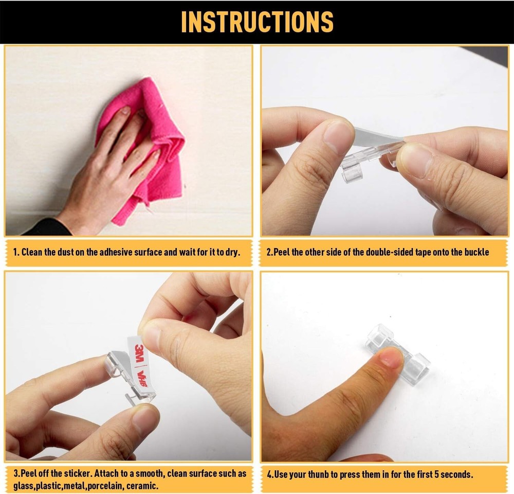 Durable and Lightweight Transparent Cable Clips - 40 Pack for Easy Organization