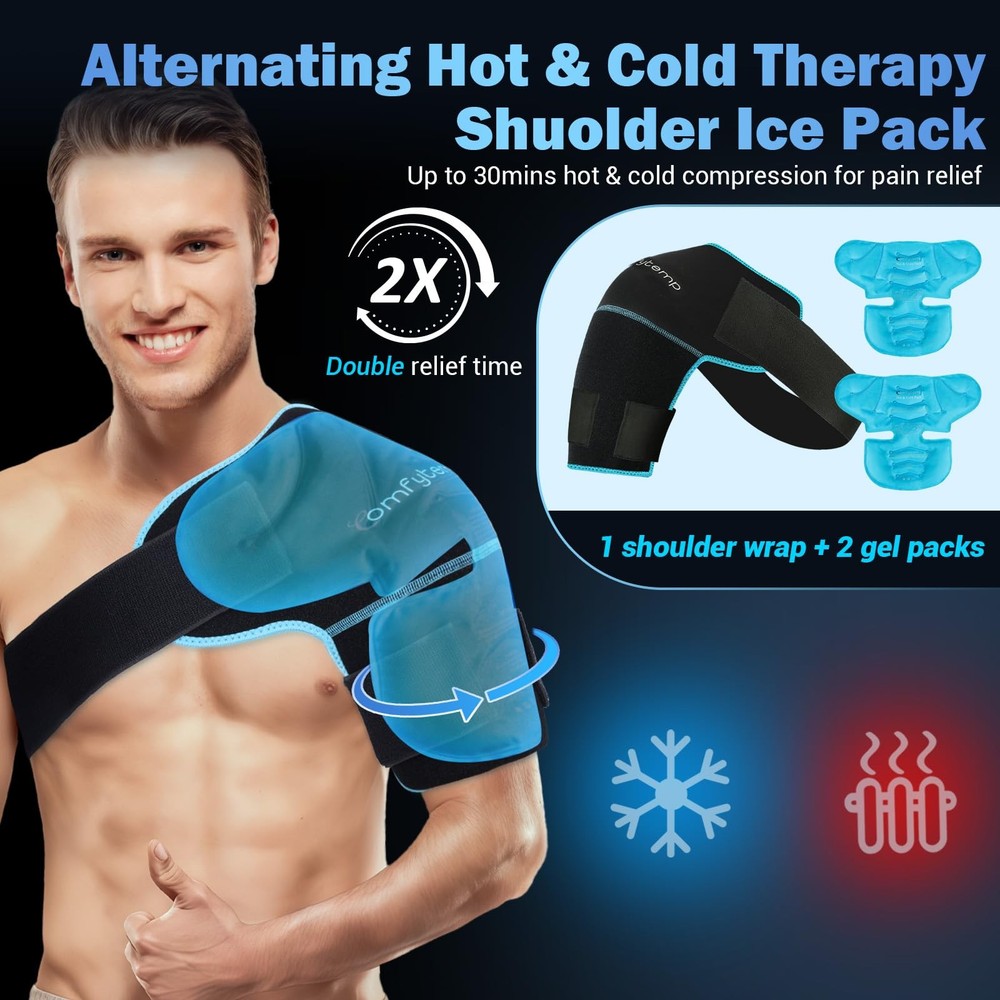 Comfytemp Shoulder Ice Pack Wrap Shoulder Brace Compression Sleeve for Shoulders