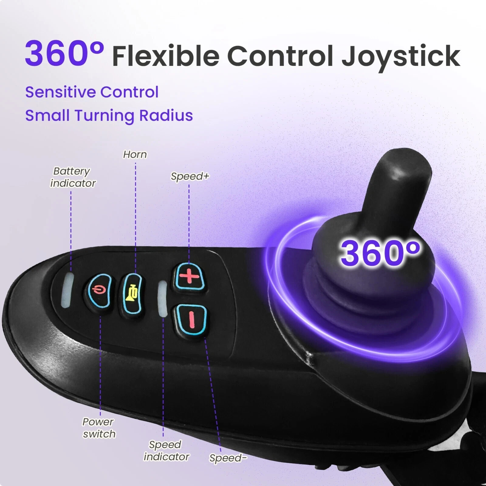 Lightweight Foldable Electric Wheelchair for Adults, Motorized Power Wheelchair