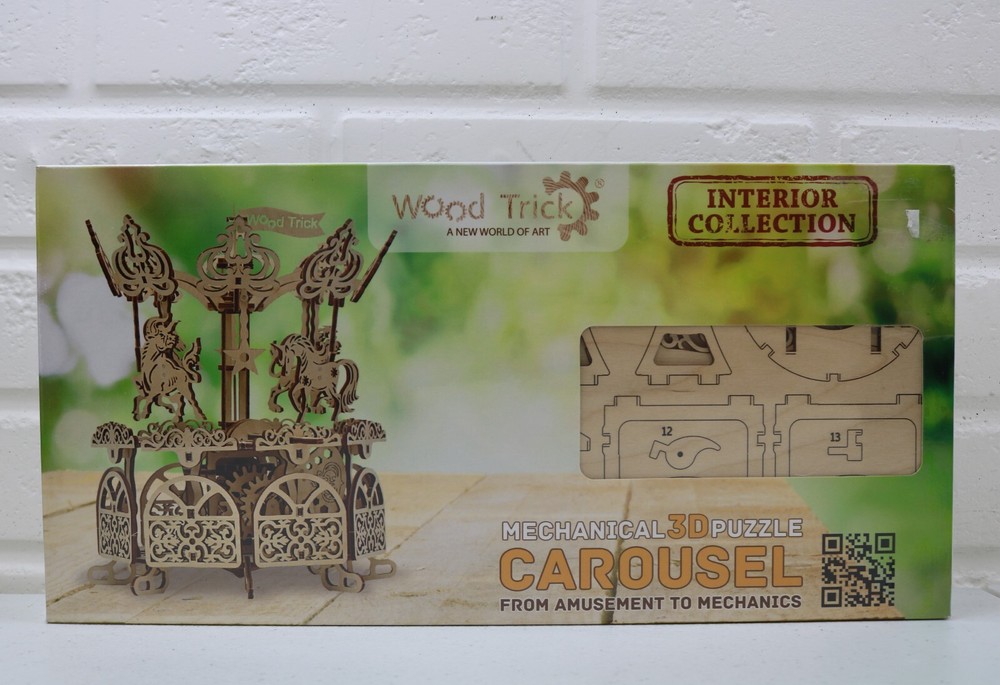 Wood Trick Carousel 3D Mechanical Puzzle Model DIY Kit
