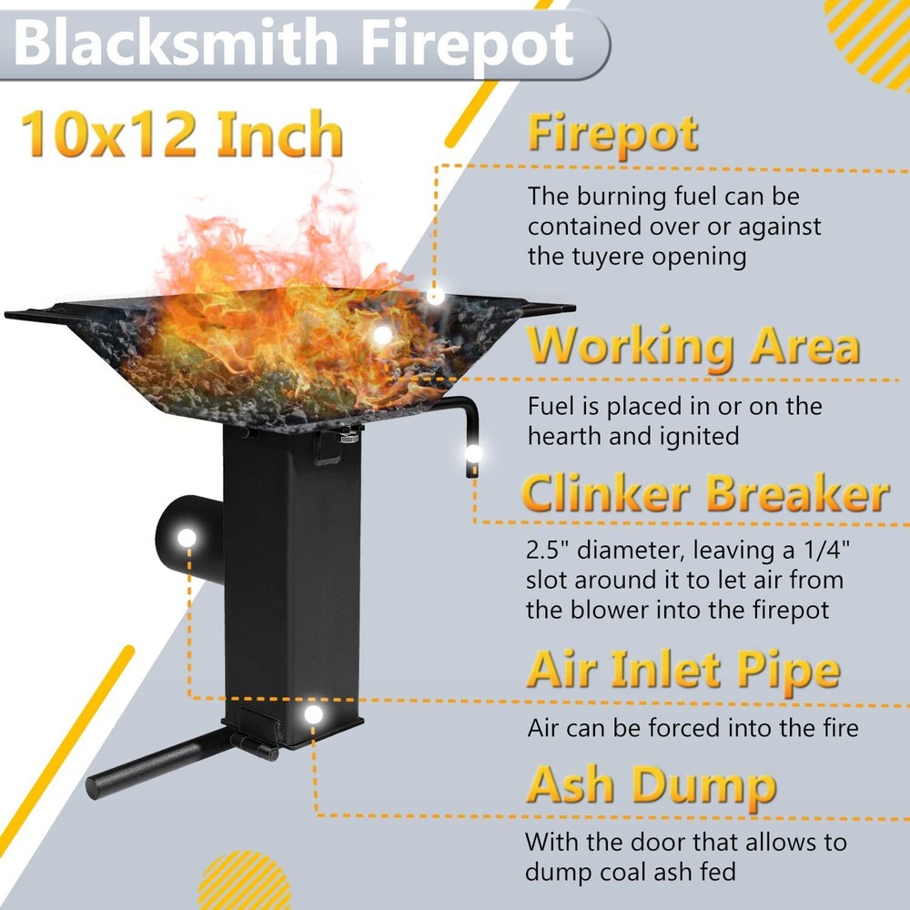Welded Blacksmithing Firepot 10x12-inch For Blacksmith Forge Knife Welded Coal