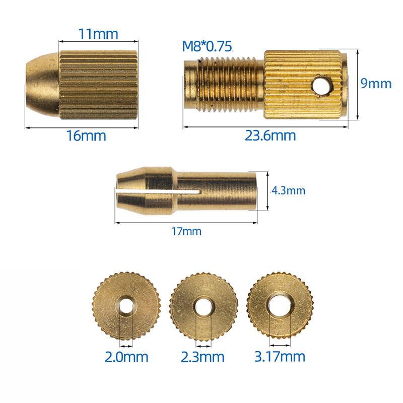Micro Brass Drill Chuck Set Interchangeable Chuck Collet Core for Rotary Tool