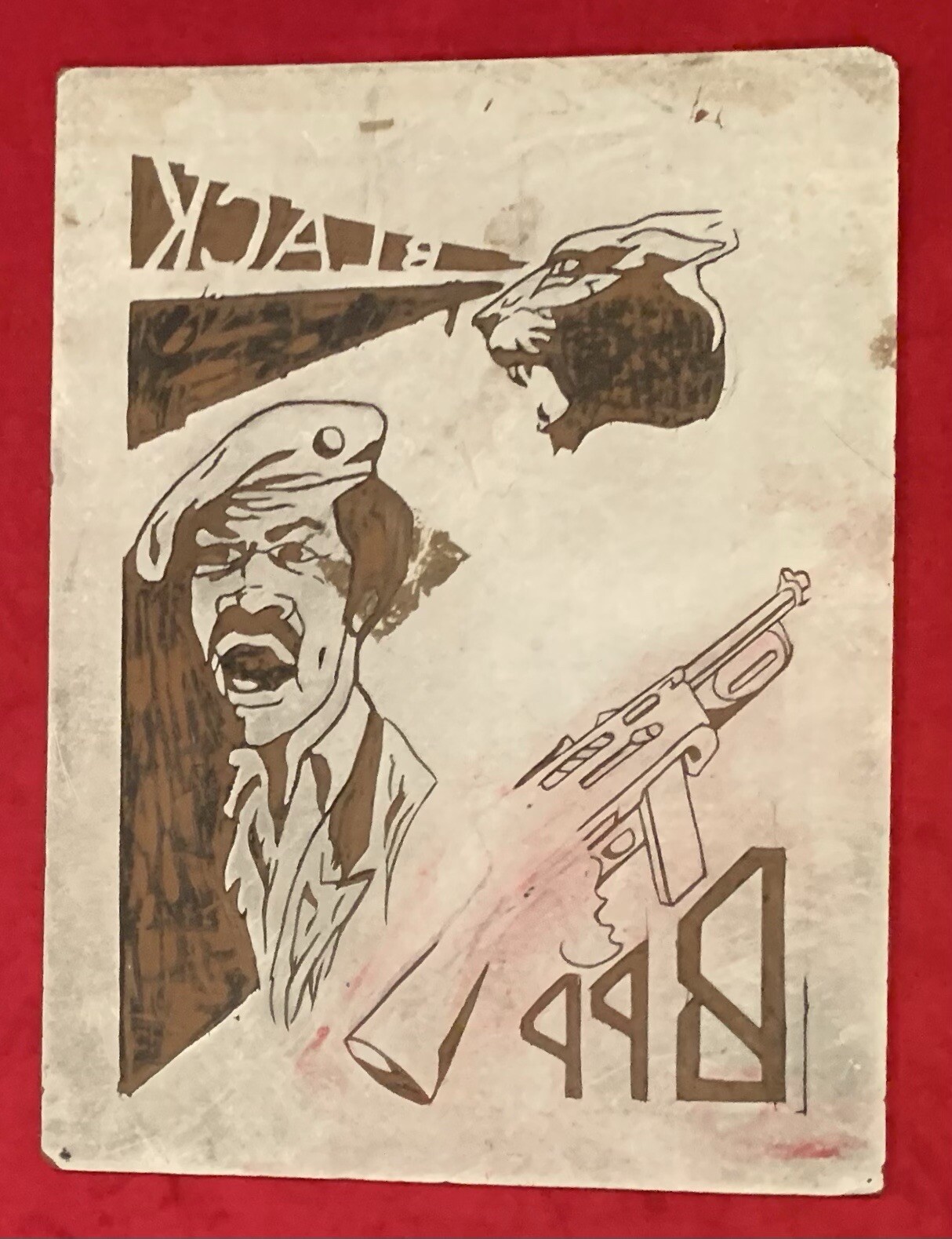 Rare Vintage 1960's Black Panther Party Poster Carved Printing Block Early BPP