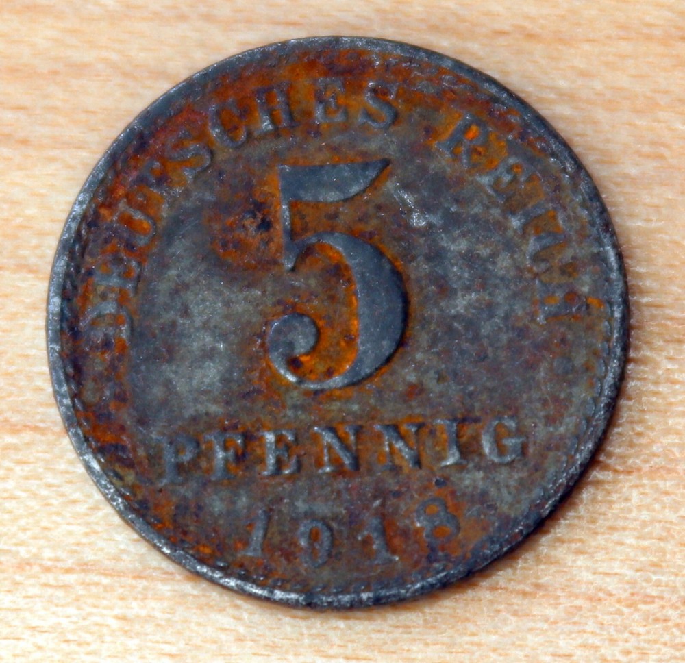 1918 A Germany - Empire 5 Pfennig KM# 19 Iron