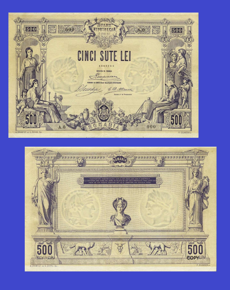 ROMANIA 500 LEI 1877 -+ Copy