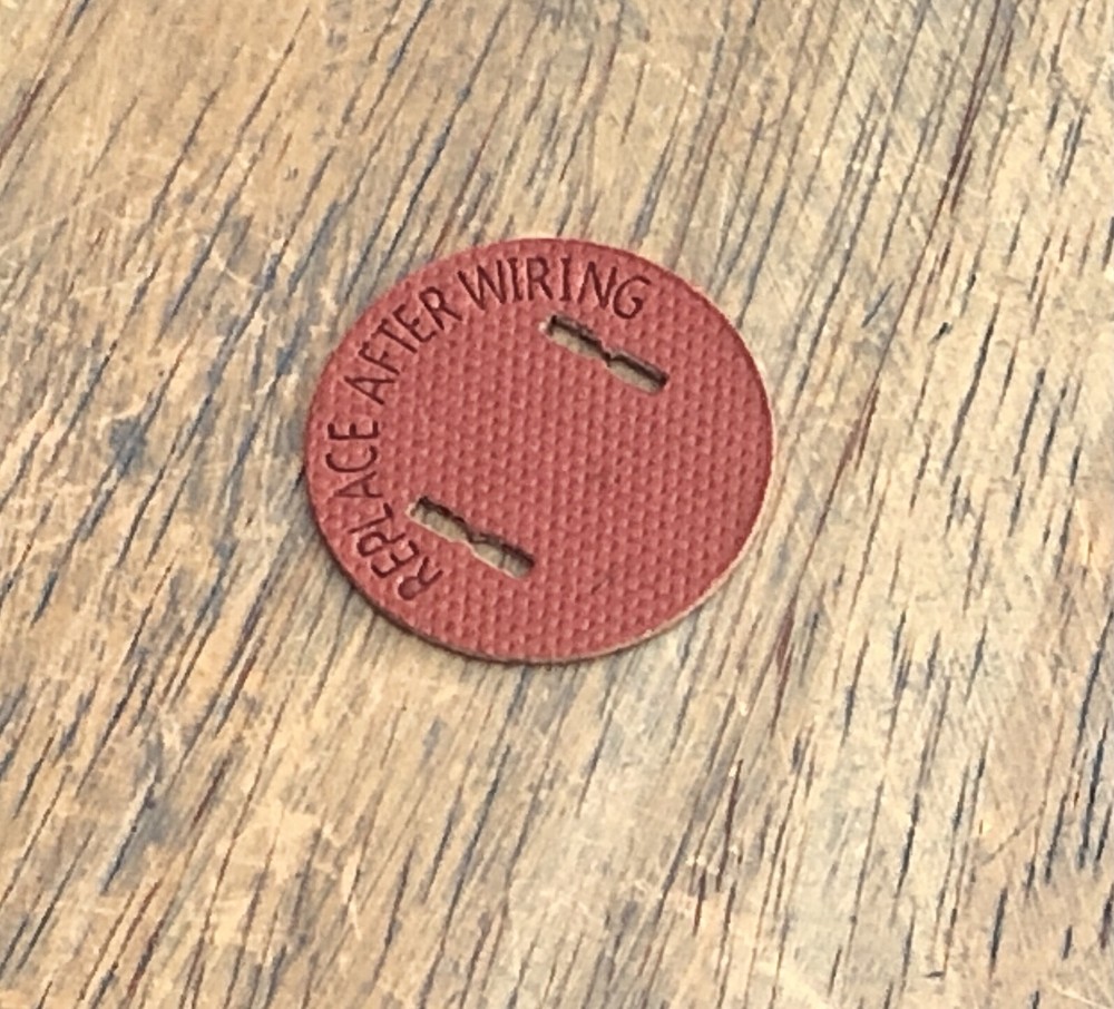 Round Insulator Disc - Paperboard plug cover, red, bakelite vintage replacement