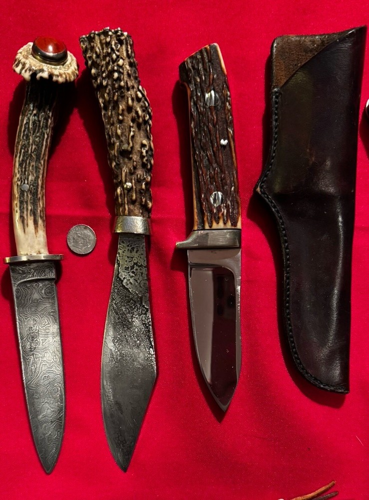 Fine SID BIRT Vintage Handmade Knife-Hunter/Skinner Blade-Nice Stag-CustomSheath