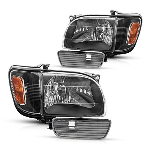 Headlight Assembly Replacement for Tacoma 2001 2002 2003 2004, Black Housing
