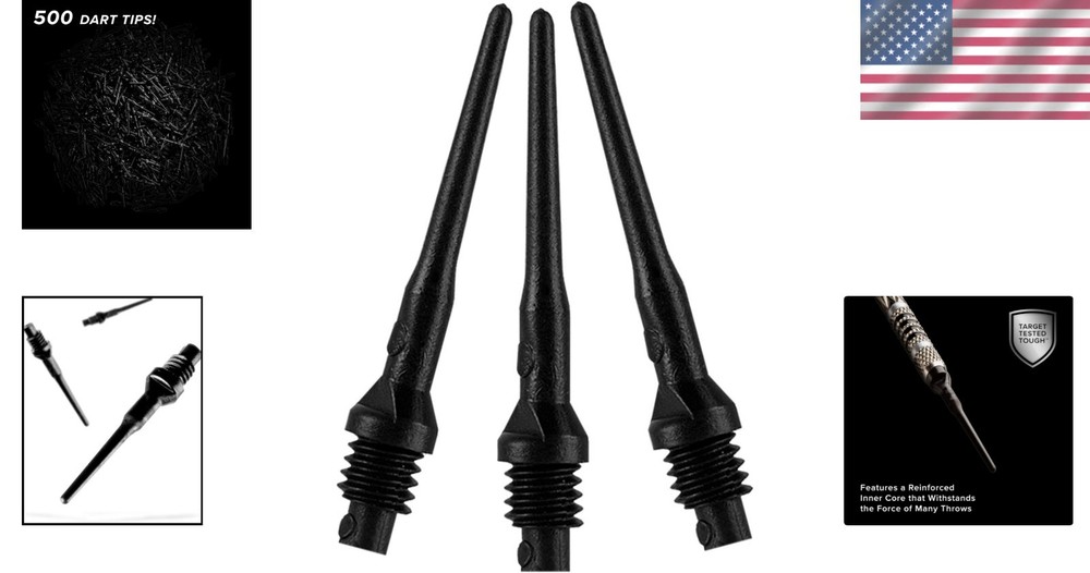 Tufflex II 2BA Thread Soft Tip Dart Points - 500 Pack of Quality Tips