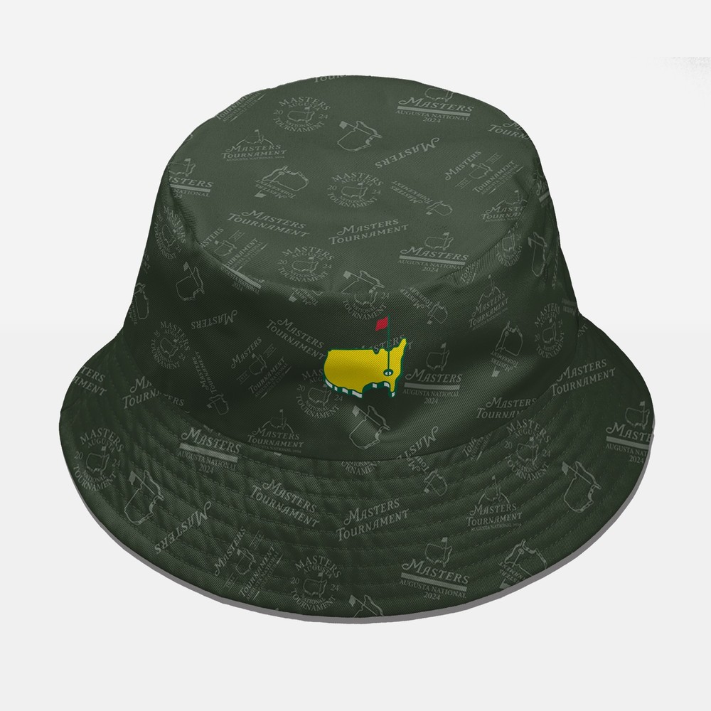 Golf Pattern Masters Tournament Ping Dark Green Pattern Reversible Bucket Hat