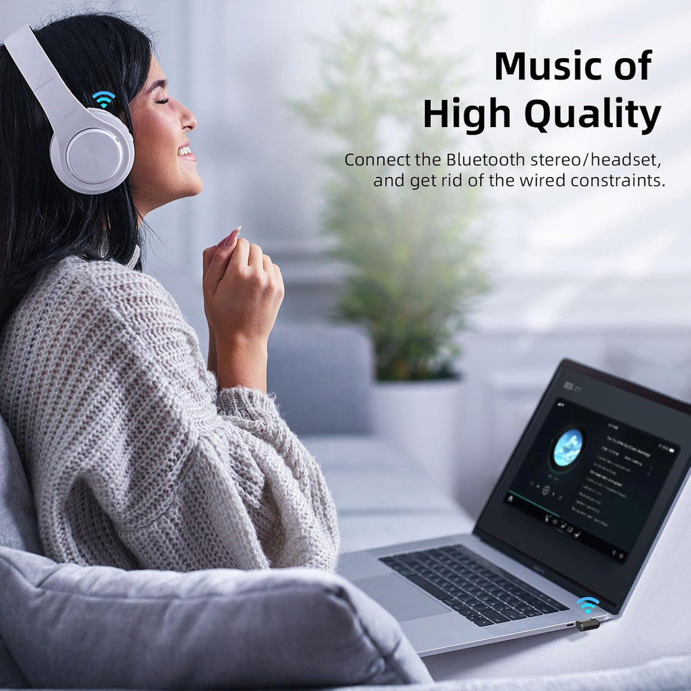 Bluetooth Adapter for Desktop PC: Plug & Play 5.4 USB Mini EDR Dongle Receiver &