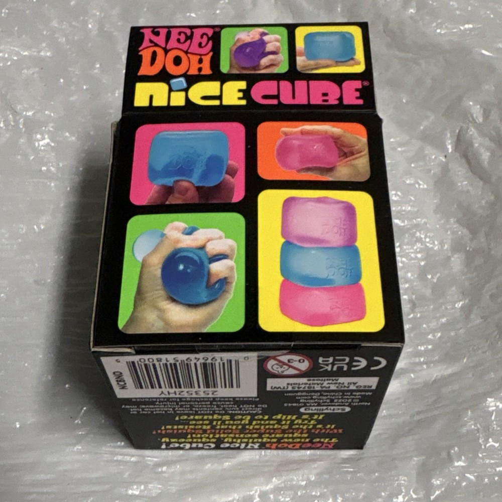 Nee Doh Nice Cube Super Solid Squish Blue Squeeze Ball