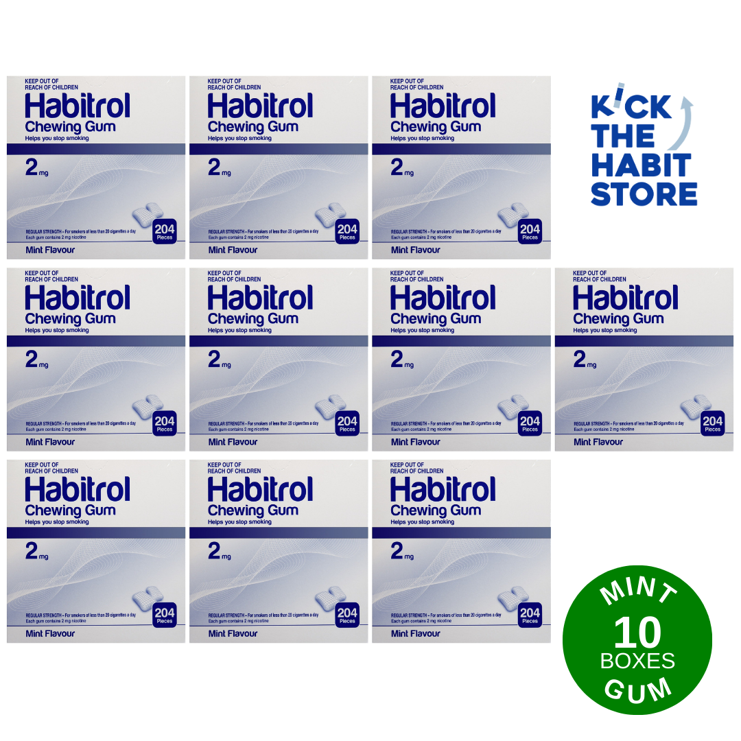 Habitrol Gum 2mg Mint 2040 Pieces 10 Boxes x 204 pcs. Sugar Free Nicotine 2026