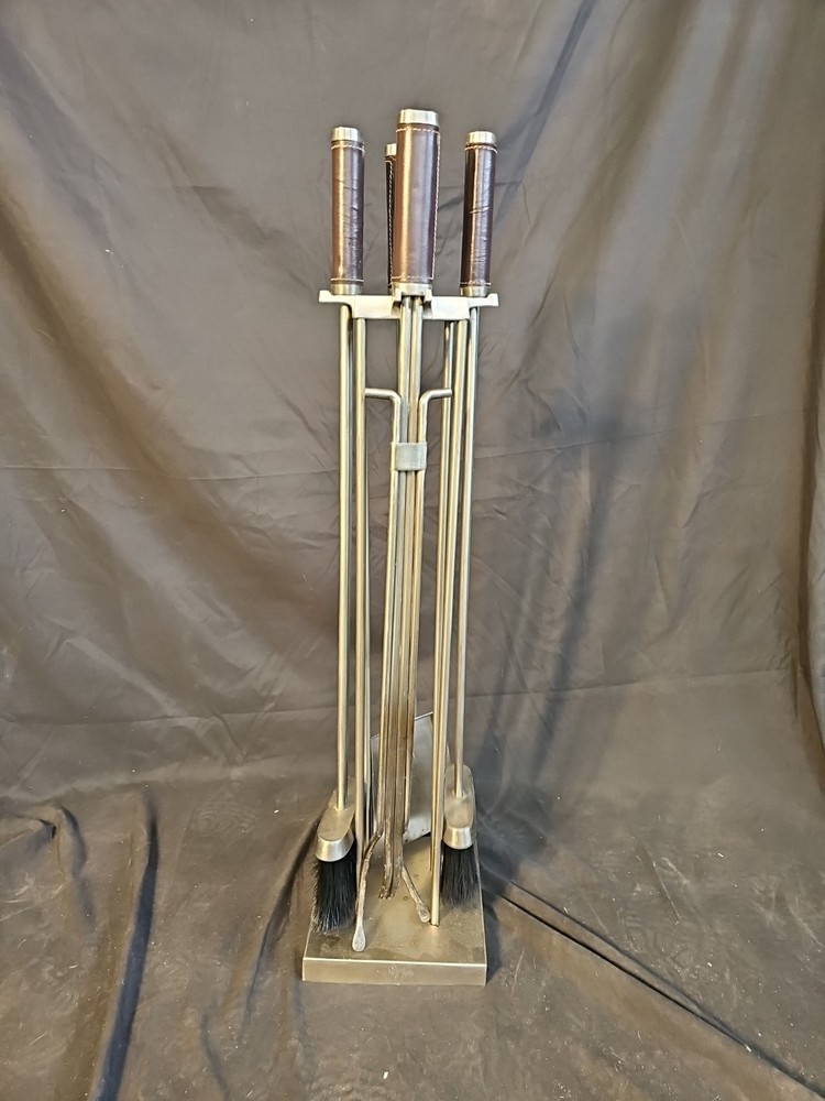 VTG Fireplace Tool Set Chrome 4pc. Heavy Set