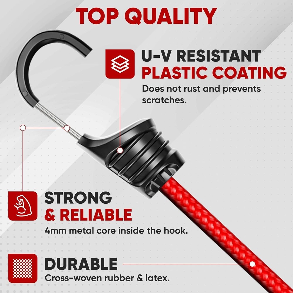Complete Bungee Cord Set: 32-Pack with Heavy-Duty Hooks & Easy Storage Solution