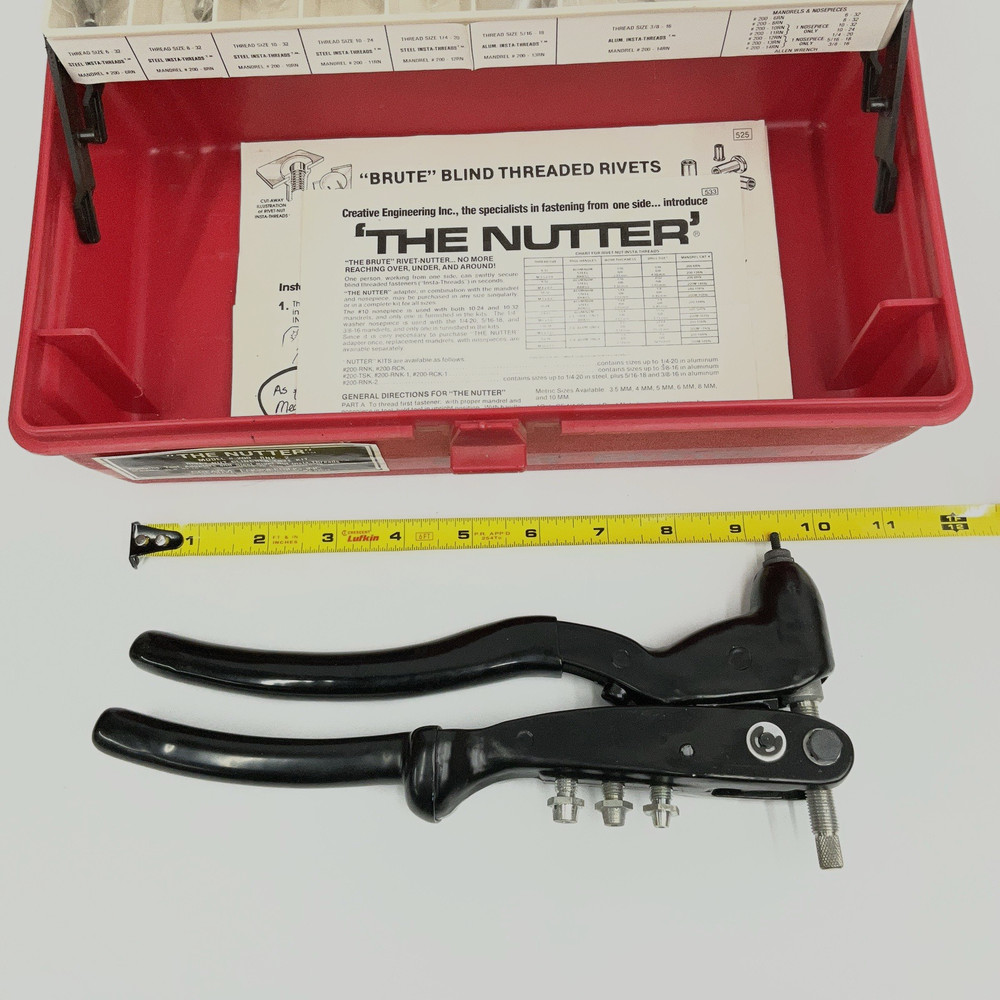 Creative Engineering The Nutter Rivet Nut Gun Tool Set w/ Extras & Case UNTESTED