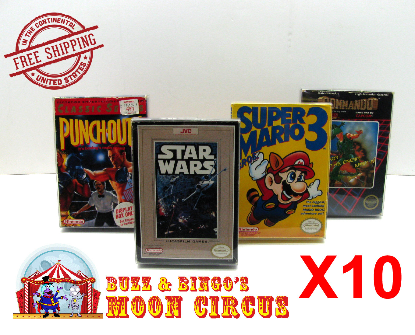 10x NINTENDO NES CIB GAME- CLEAR PLASTIC PROTECTIVE BOX PROTECTOR SLEEVE CASE