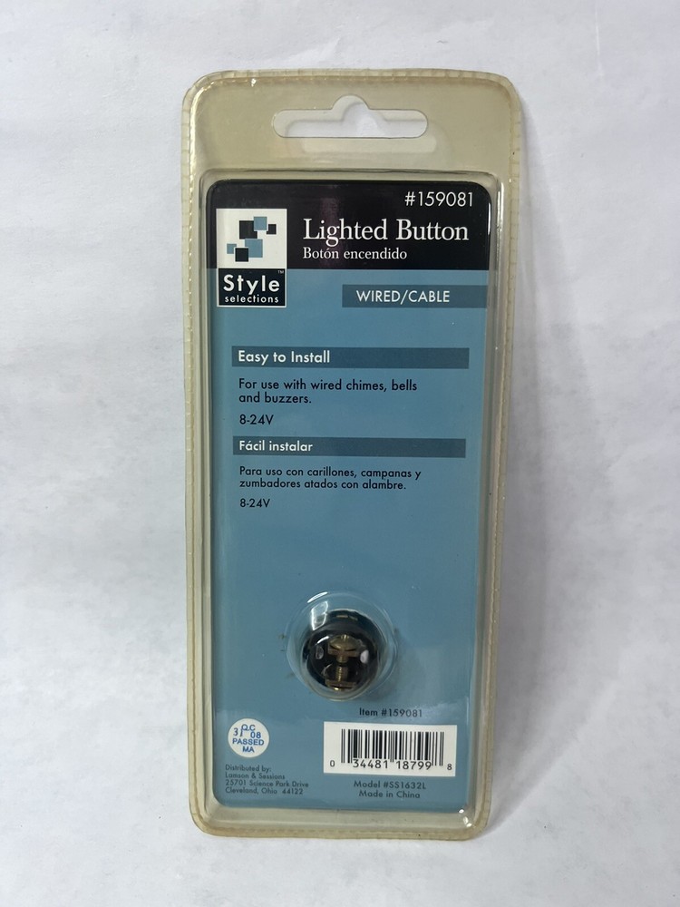Style Selections SS-1632L Solid Brass Doorbell Button House Wired Light HTF