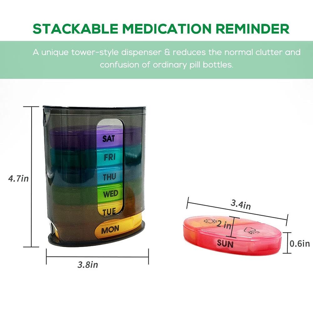 Weekly Pill Organizer twiceaday Portable 7 Day Pill Box Case With Stackable Am