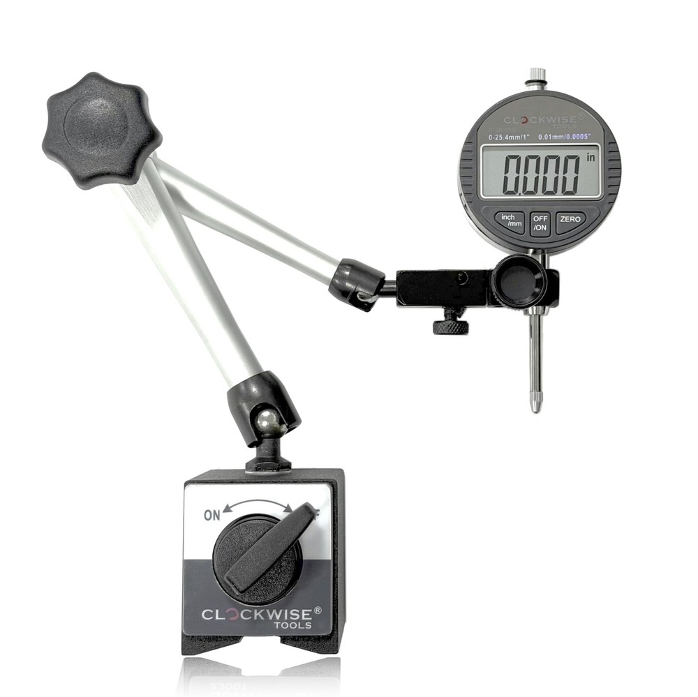 Clockwise Tools Digital Indicator with Magnetic 0-1"/25.4MM, Silver, Grey