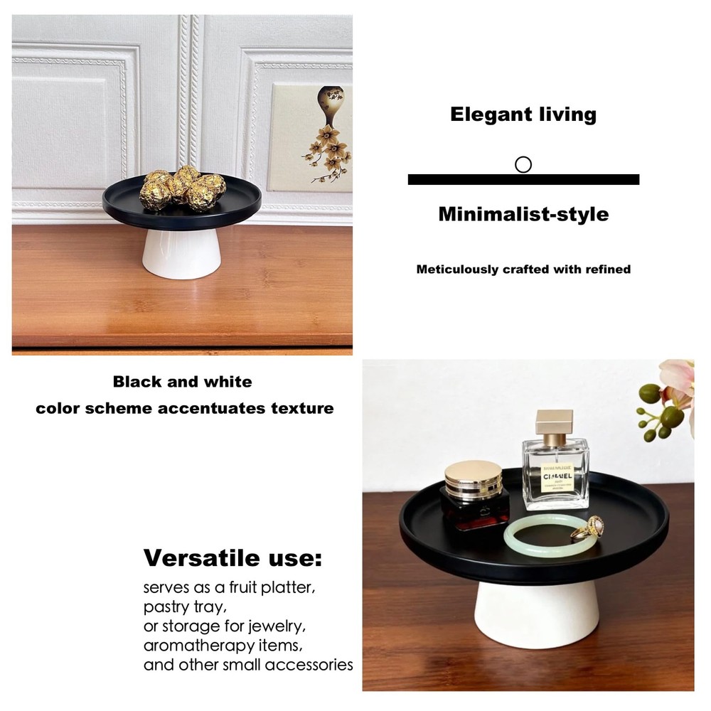 Risers for Display, Round Ceramic Tray Decor, Dessert Table Display Set,Rusti...