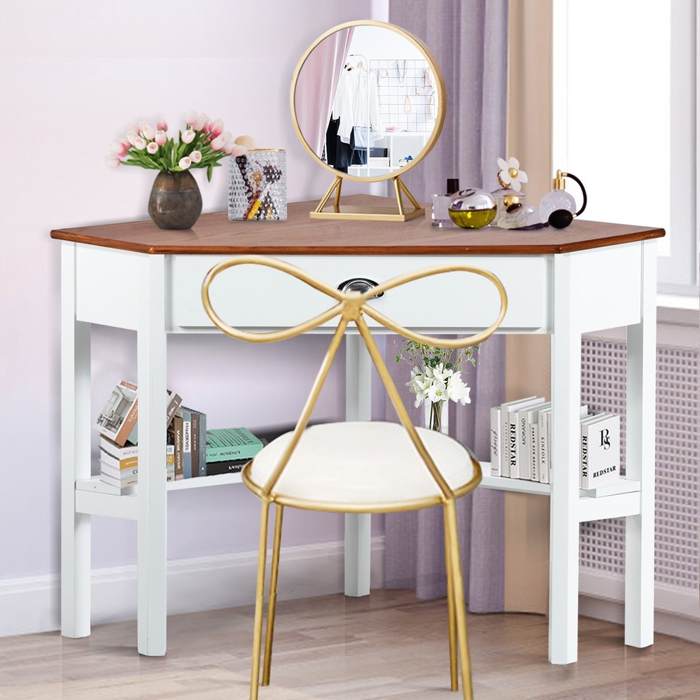 Corner Computer Desk Laptop Study Table Workstation with 1 Drawer for Office