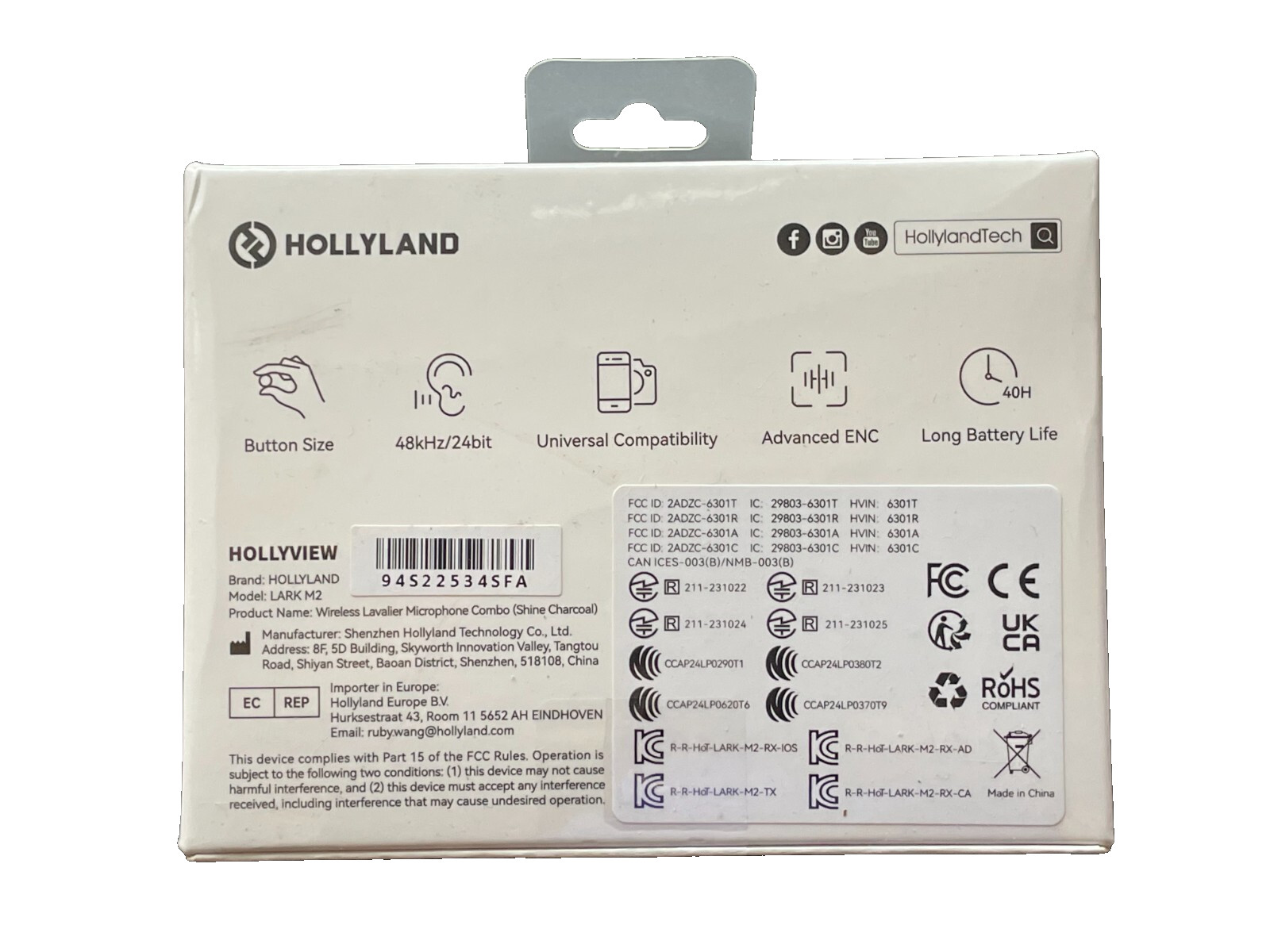 Hollyland Lark M2 2.4GHz 2 Person Wireless Combo Version Lav Mic System