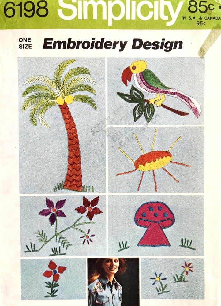 1970's Simplicity Transfer for Embroidery Pattern 6198 UNUSED