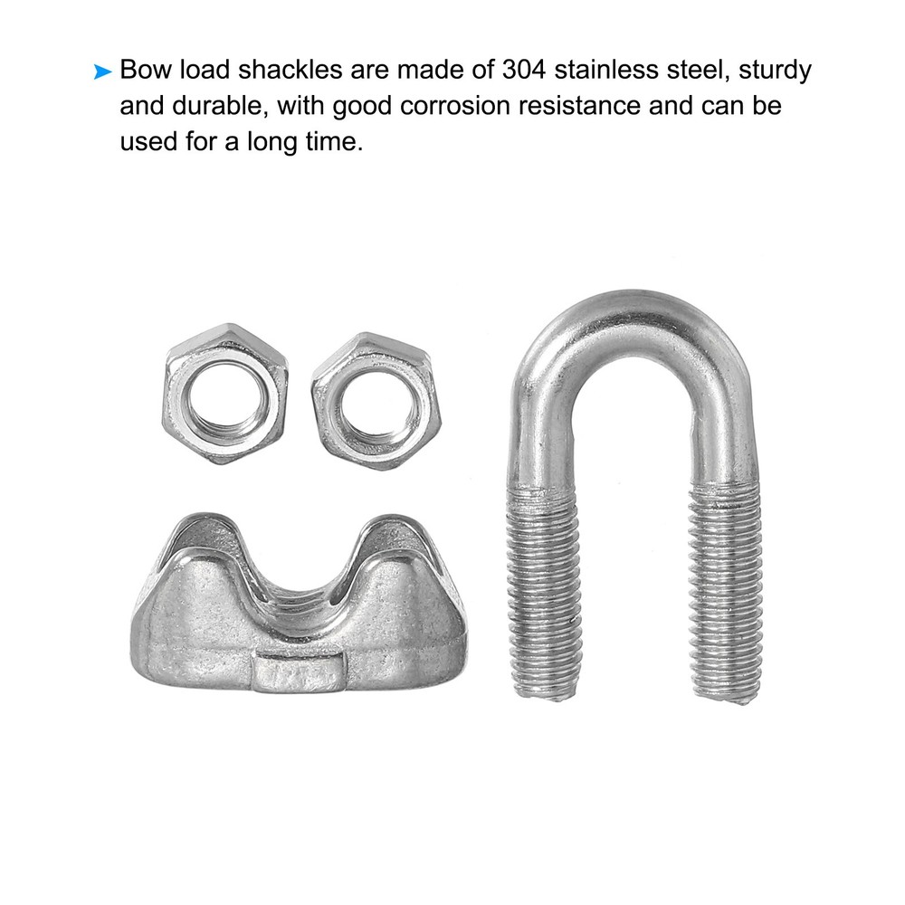 6Pcs 3/16" / 5mm Wire Rope Cable Clip Clamp, for Rigging Railing, Silver Tone