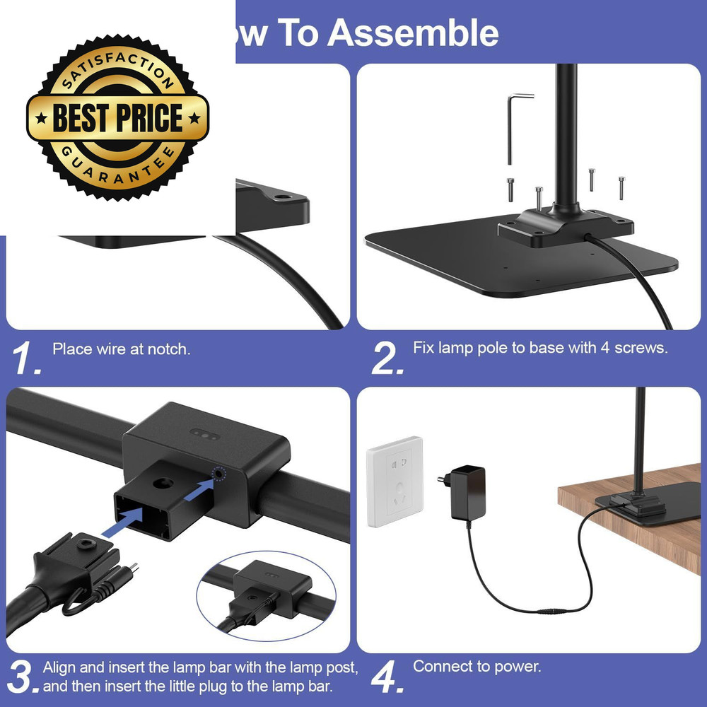 EppieBasic Led Desk Lamp,24W 31.5IN Architect Double Head Base-Black