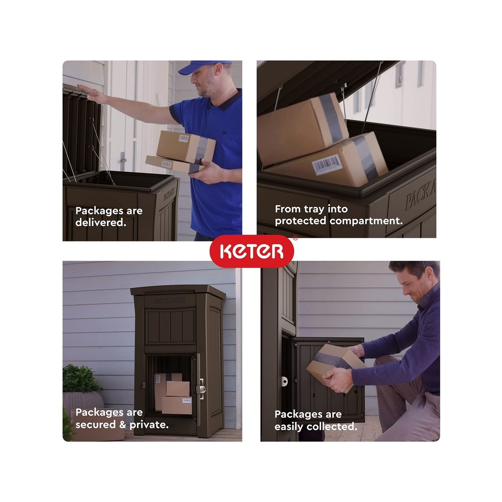Keter Delivery Box for Porch with Lockable Secure Storage Compartment to Keep...