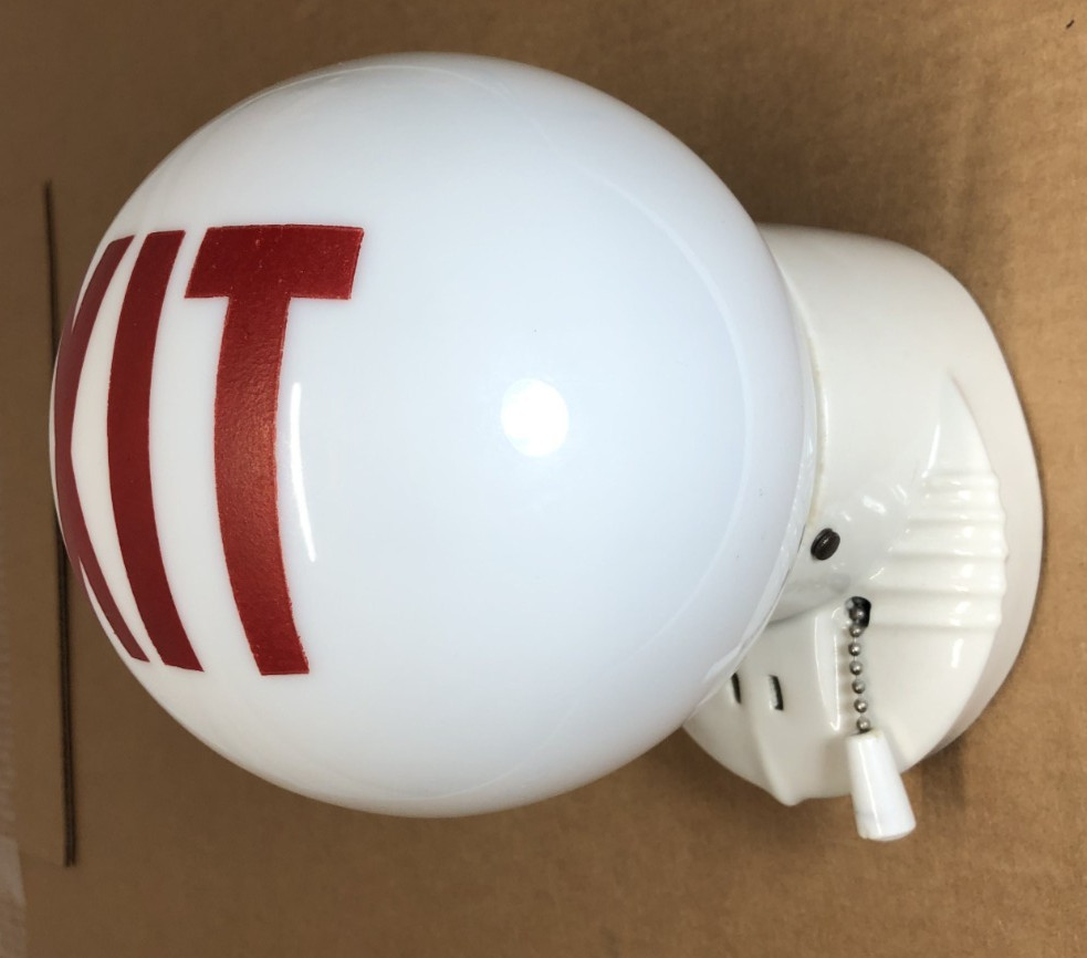 Antique Exit Glass Shade Vtg Wall Sconce Porcelain Light Fixture Art USA #L32