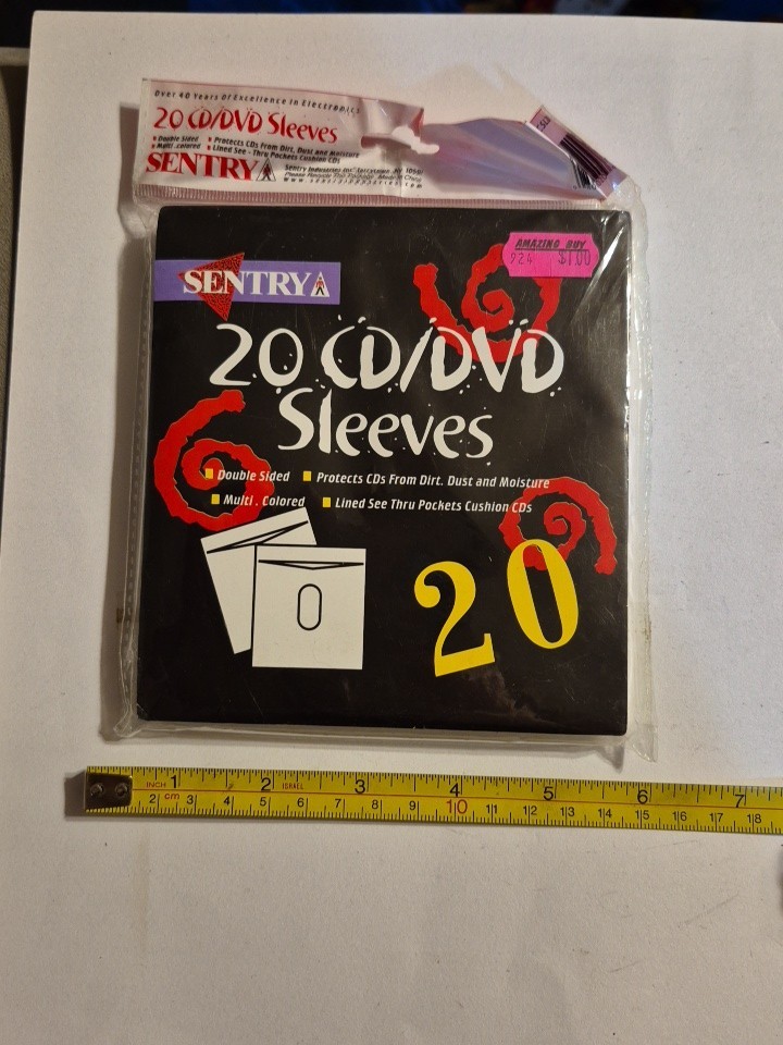 Sentry 20 CD/DVD Sleeves Double Sided Multi Colored Protects CDs