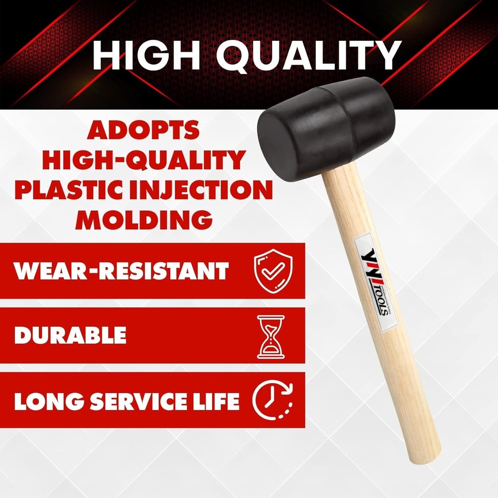 Durable 8oz Rubber Hammer with Solid Wood Handle - Perfect for DIY Projects