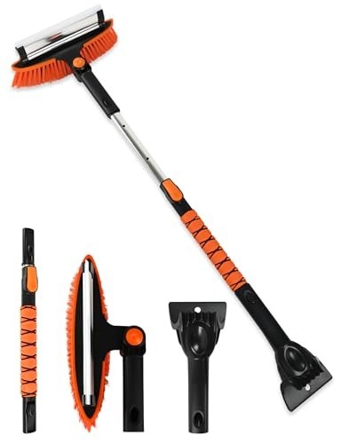 41" Extendable Ice Scraper & Snow Brush - 2-in-1 Car Windshield Tool, Ergonomic