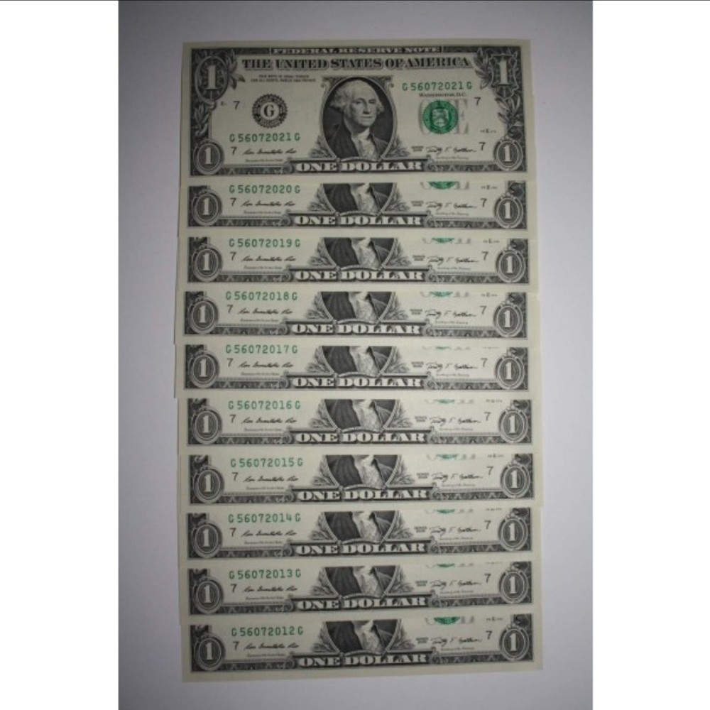10 💵 BOSTON👀 New Crisp Uncirculated Sequential Consecutive Numbered $1 DOLLARS