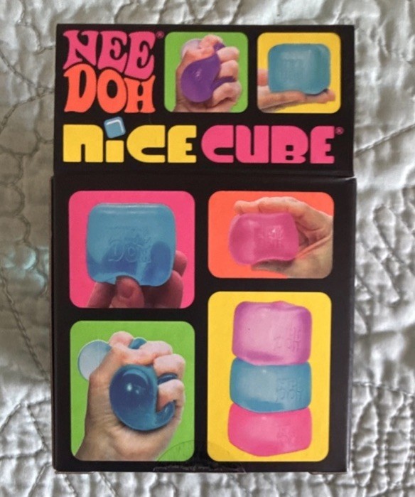 Nee Doh Nice Cube Super Solid Squish Blue Tactile Squeeze Toy