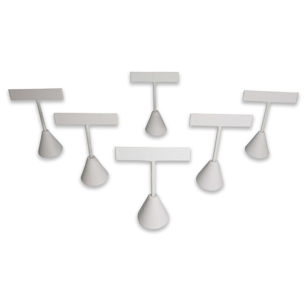 White Leatherette Earring T Shape Display Stands