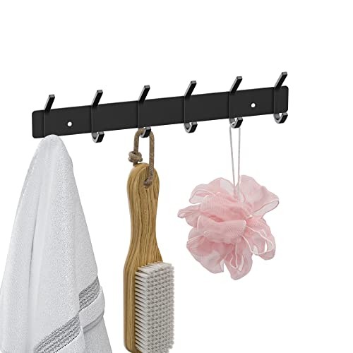 Wall Hooks Coat Hooks Wall Mounted, Coat Rack with 6 Double Hooks for Hanging