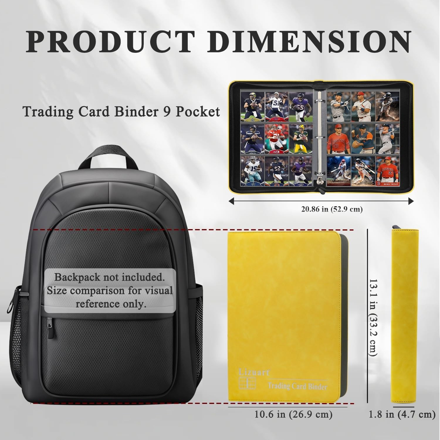 Toploader Binder, 9 Pocket Top Loader Card Binder for Trading Cards Top Loader