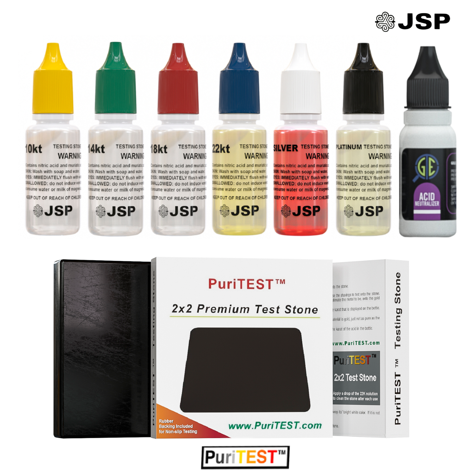 Gold Silver Jewelry Acid Testing Kit Tester Test Neutralizer JSP Stone PuriTEST