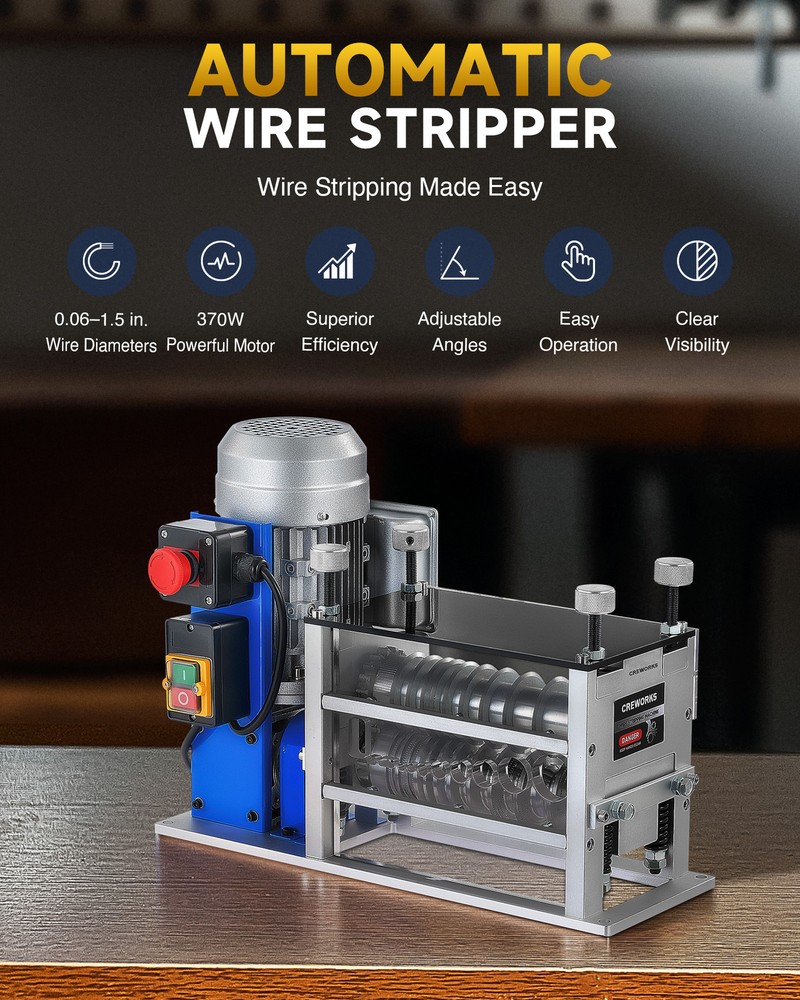 CREWORKS Automatic Wire Stripping Machine for 0.06-1.5in Copper Electrical Wires