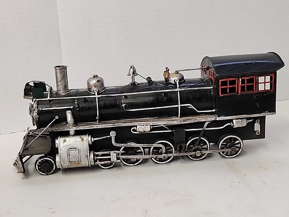 Train Engine Replica Black With Red Decor Rare