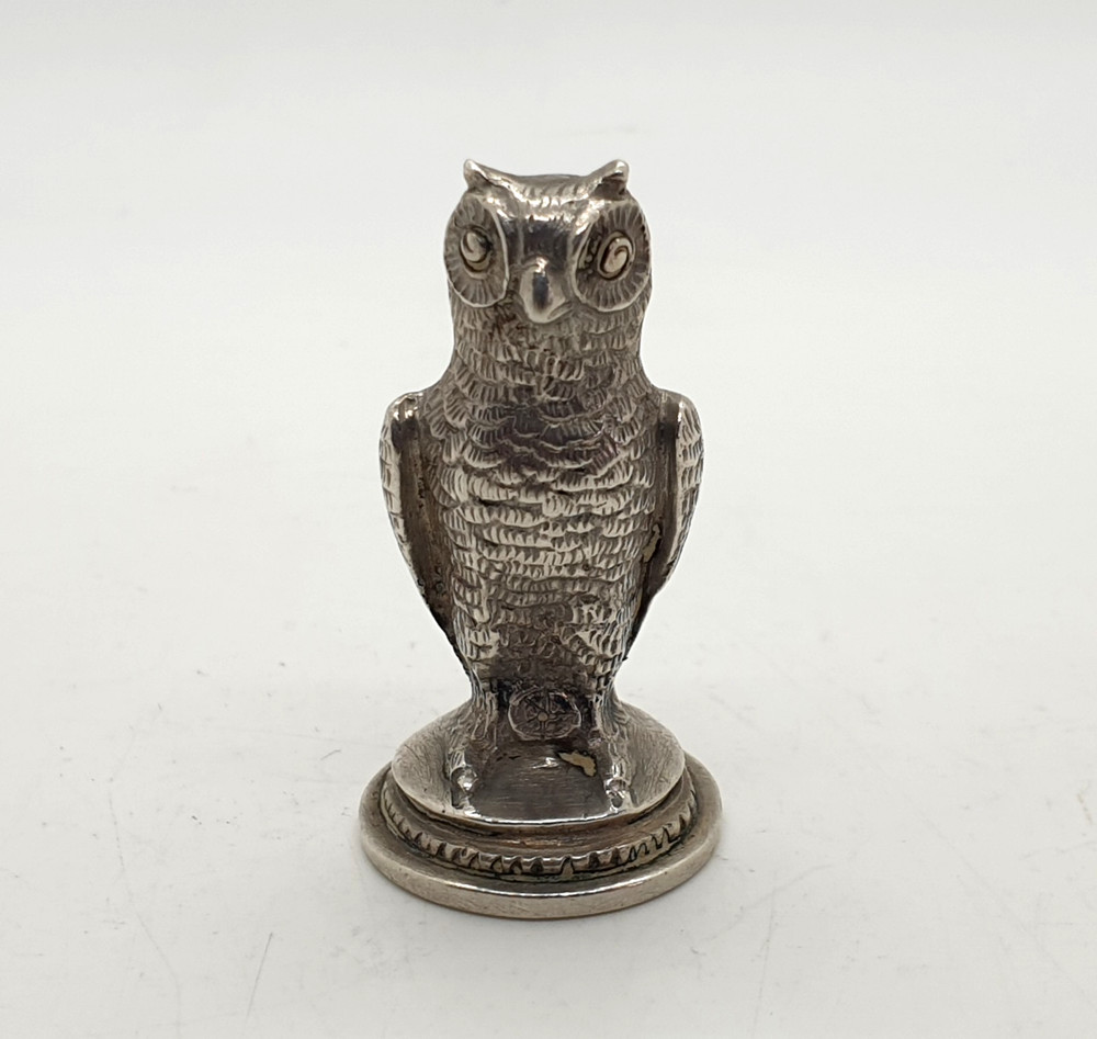Spanish 915 Solid Silver Owl Wax Seal Stamp Not Engraved