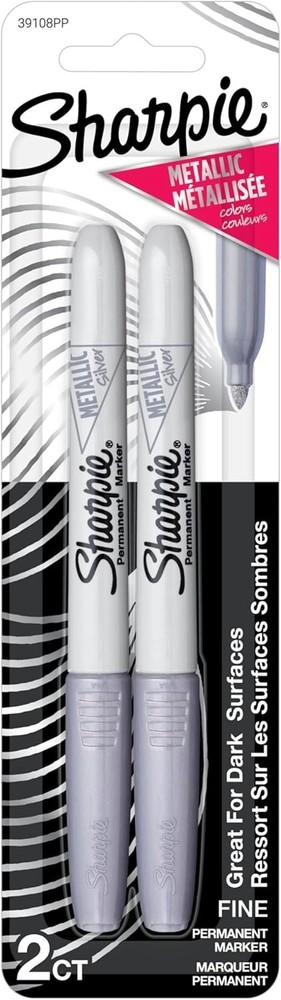 Quick-Drying Silver Metallic Markers - 2 Pack, Perfect for Posters & More