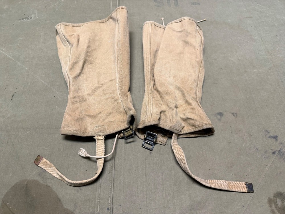 ORIGINAL WWII US ARMY M1938 COMBAT FIELD LEGGINGS WITH LACES- SIZE 2L LONG