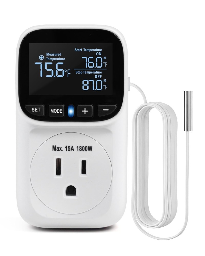 ZILLSEA Digital Temperature Controller, Heating & Cooling Thermostat White